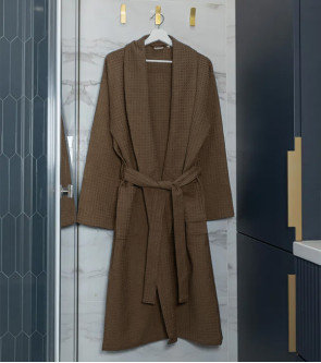 Халат банный вафельный коричневый