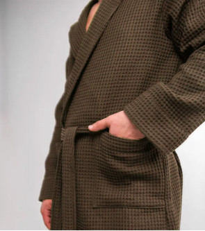 Халат банный вафельный коричневый