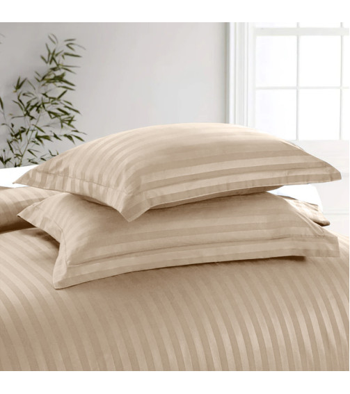 Satin stripe cappuccino queen size