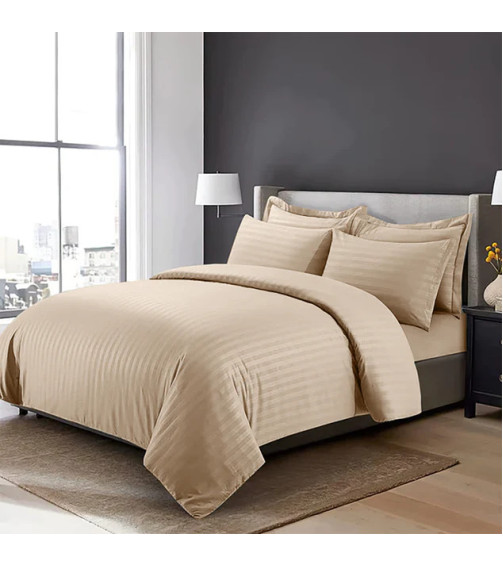 Satin stripe cappuccino queen size