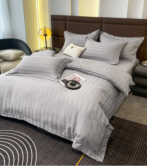 Satin stripe gray queen size