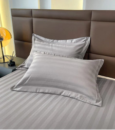 Satin Stripe Gray Pillowcase 50x70 set 2 pcs