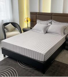 Satin Stripe Gray Flat Sheet 234x265