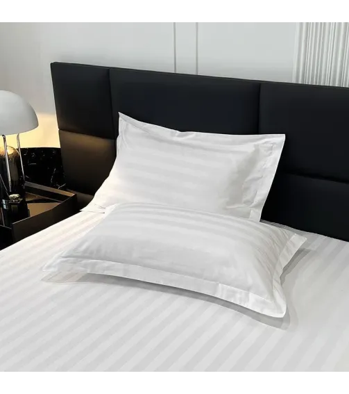 Souvenir set stripe satin white queen size