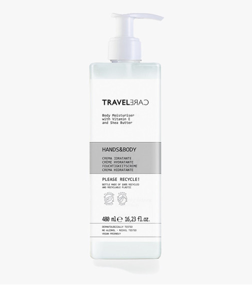 Cremă hidratantă pentru corp, în sticlă reîncărcabilă cu pompa 480 ml, TravelCare