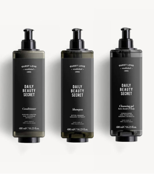 Shampoo, in bottle with pump 480 ml, Guest Love